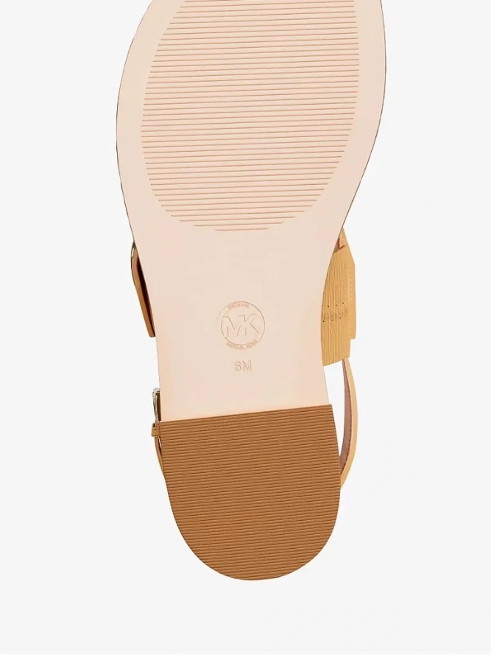 Michael Kors Carmen Thong Sandals Honeywheat Gold MK Emblem Size 8 New In Box